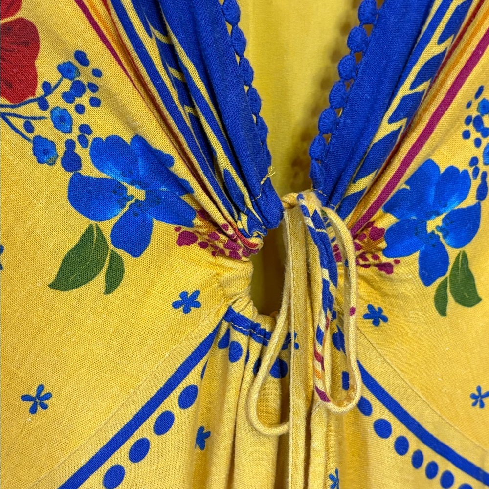 FARM Rio Yellow Floral Maxi Dress with Blue & Red Accents - Picture 9 of 16